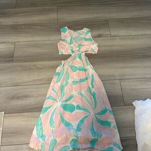 Pink and blue summer dress